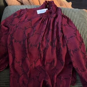 Banana Republic Red and Black Snake Print Blouse